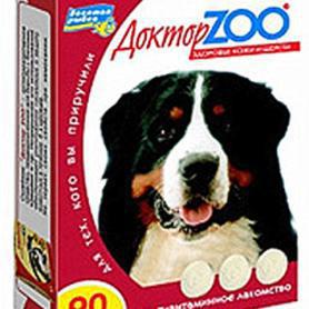 Доктор ZOO Мультивитаминное лакомство для собак с биотином Здоровье кожи и шерсти 90 таблеток