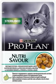 PRO PLAN (Пурина Про план) NUTRISAVOUR Sterilised для стерилизованных кошек с океанической рыбой желе 85гр