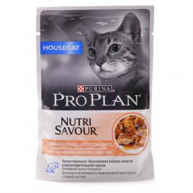 PRO PLAN (Пурина Про план) NUTRISAVOUR Housecat для кошек, живущих дома С ЛОСОСЕМ 85гр