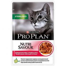PRO PLAN (Пурина Про план) NUTRISAVOUR Sterilised для стерилизованных кошек С УТКОЙ 85гр