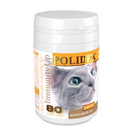 Полидекс Иммунити Ап (Polidex Immunity Up) для кошек и котят, банка 80 табл (1 таб на 4 кг)