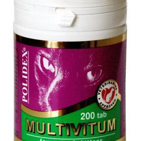Полидекс Мультивитум (Polidex Multivitum) для кошек и котят, банка 200 таб (1 таб на 1 кг)