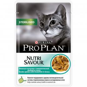 PRO PLAN (Пурина Про план) NUTRISAVOUR Sterilised для стерилизованных кошек с океанической рыбой соус 85гр