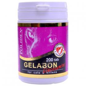 Полидекс Гелабон с Глюкозамином (Polidex Gelabon with Glucosamine ) для кошек, банка 200 табл. (1 таб на 1 кг)