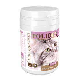 Полидекс Глюкогекстрон (Polidex Glucogextron ) для кошек, банка 80 таб (1 таб на 4 кг)