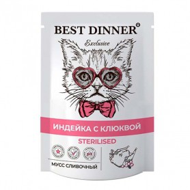 Best Dinner Exclusive Бест Диннер Эксклюзив Мусс сливочный Индейка с клюквой для стерилизованных кошек, 85 гр