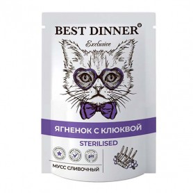 Best Dinner Exclusive Бест Диннер Эксклюзив Мусс сливочный Ягненок с клюквой для стерилизованных кошек, 85 гр.